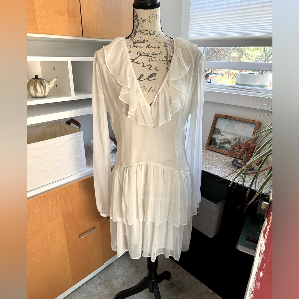 Marchesa Rose vintage white ruffle dress size L